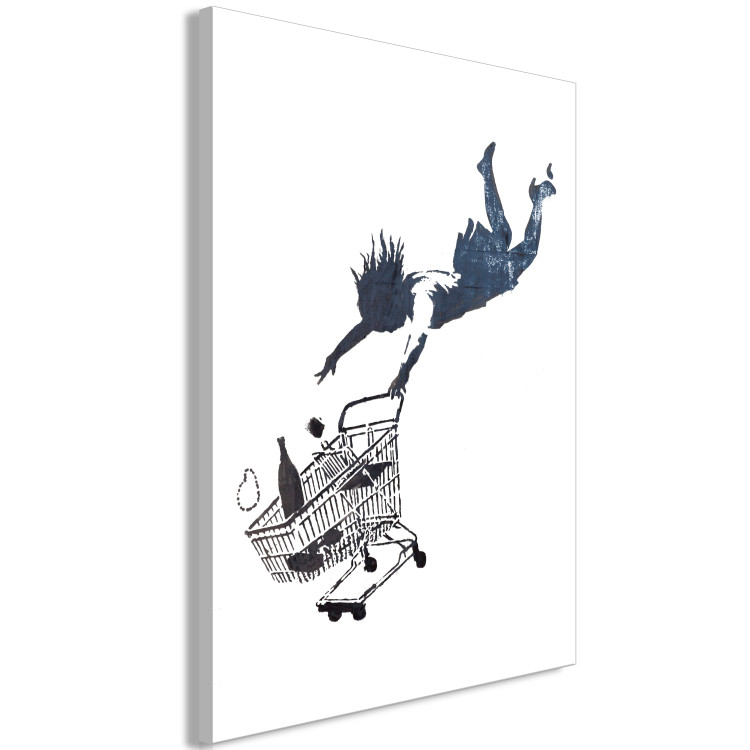 Canvas Print Fly away shopping - minimalist Banksy style graphics 118667 additionalImage 2