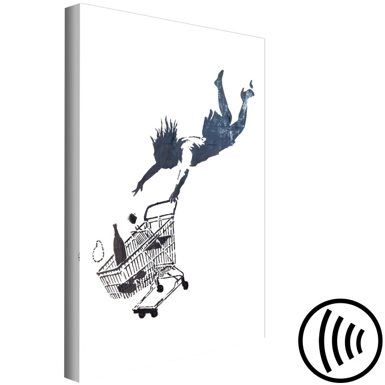Canvas Print Fly away shopping - minimalist Banksy style graphics 118667 additionalImage 6