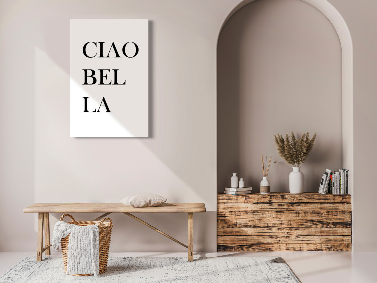 Quadro Scritta italiana Ciao bella - composizione tipografica in bianco-nero 135867 additionalImage 3