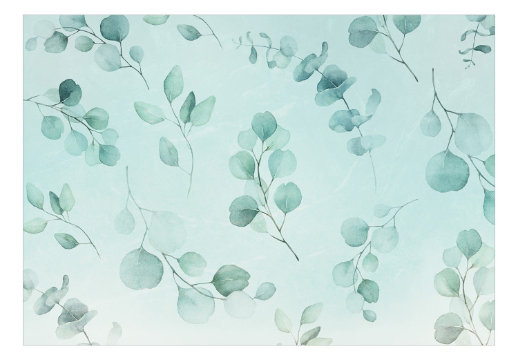Papier peint moderne Feuilles d'eucalyptus bleu - une composition avec un motif floral 138567 additionalImage 1