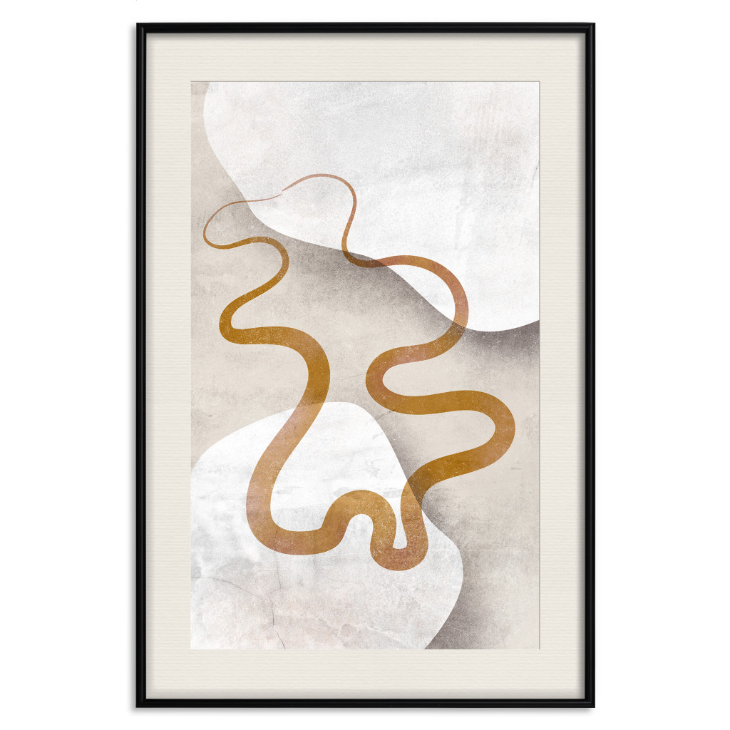 Posters: Wavy Ribbon - Orange Shape On White And Beige Backgrounds