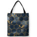 Totebag Geometry and leaves - composition in shades of blue and gold 147467