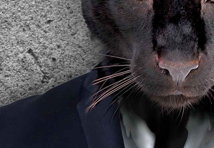 Rundes Bild Black Panther - Beautiful Cat in a Black Suit on a Gray Background 148767 additionalImage 2