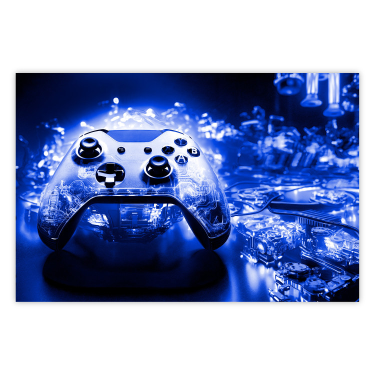 Poster Gaming Technology - A Game Pad on an Intensely Navy Blue Background  - Poster