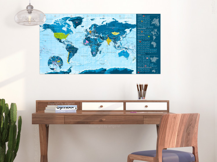 Carte du monde grattable Carte bleue - poster (version allemande) 106877 additionalImage 2