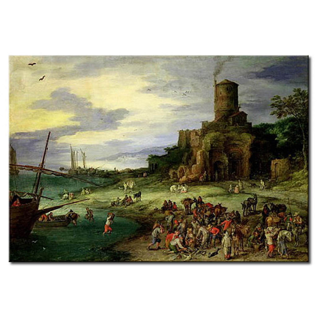 Schilderij  Jan Brueghel De Oudere: Fishermen On The Shore