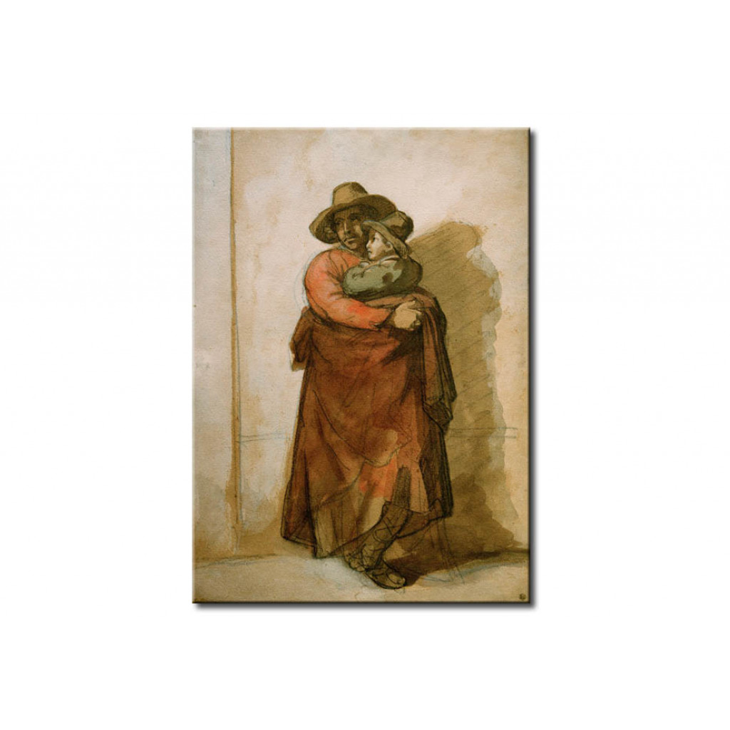 Schilderij  Théodore Géricault: Roman Peasant Holding Child