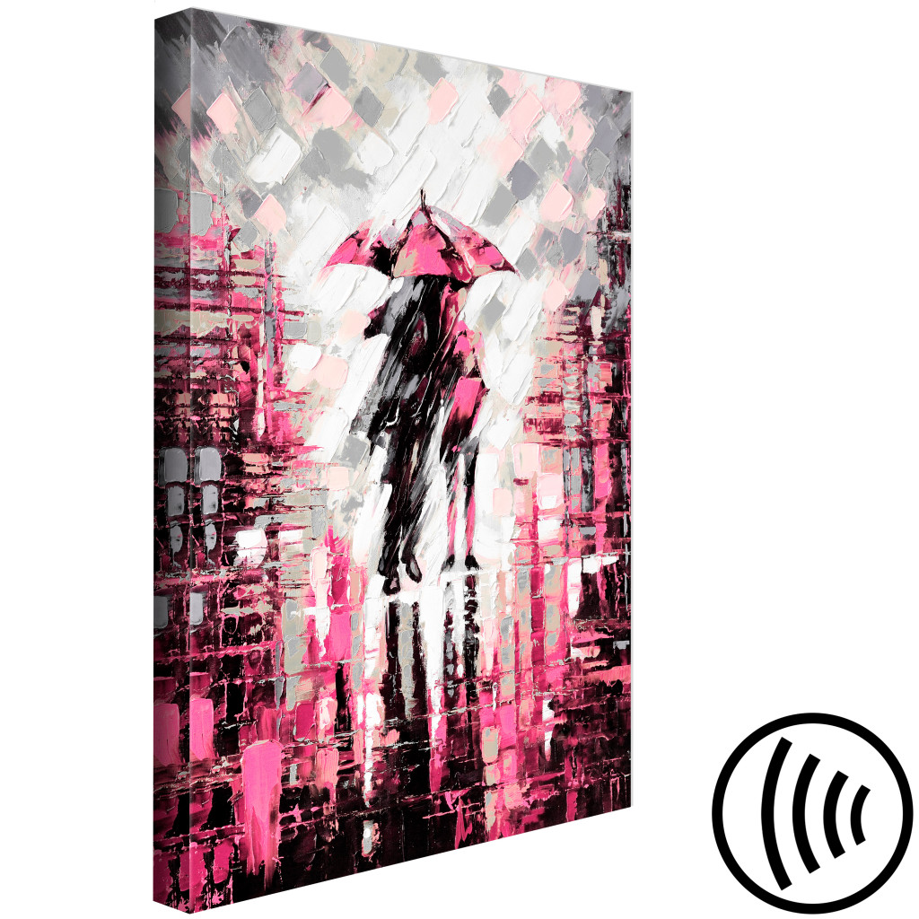 Quadro Em Tela Um Guarda-chuva Cor-de-rosa - Paisagem Abstracta Com Silhuetas