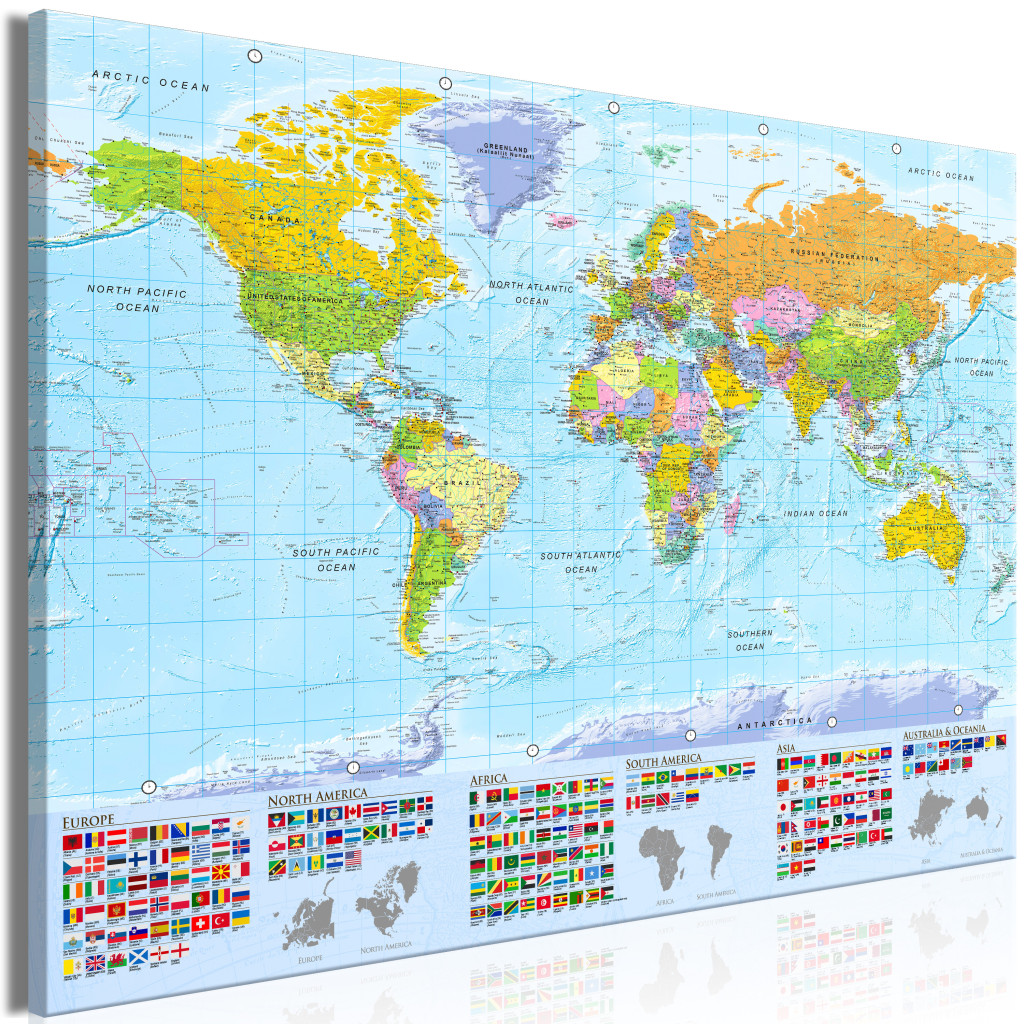 Schilderij World: Colourful Map [Large Format]