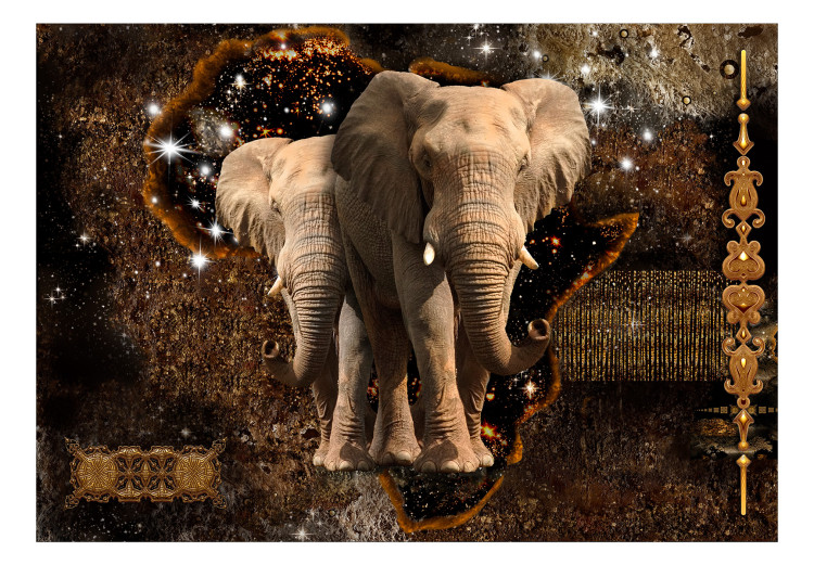 Wall Mural Elephants on Africa contours background - abstract on brown background 125777 additionalImage 1