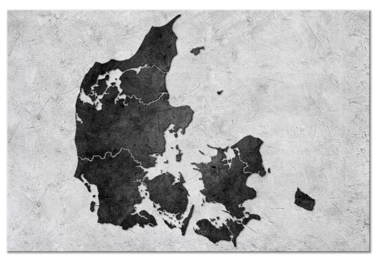 Canvas Wall Denmark on the stone - contour map of the Nordic state - World maps - Canvas Prints
