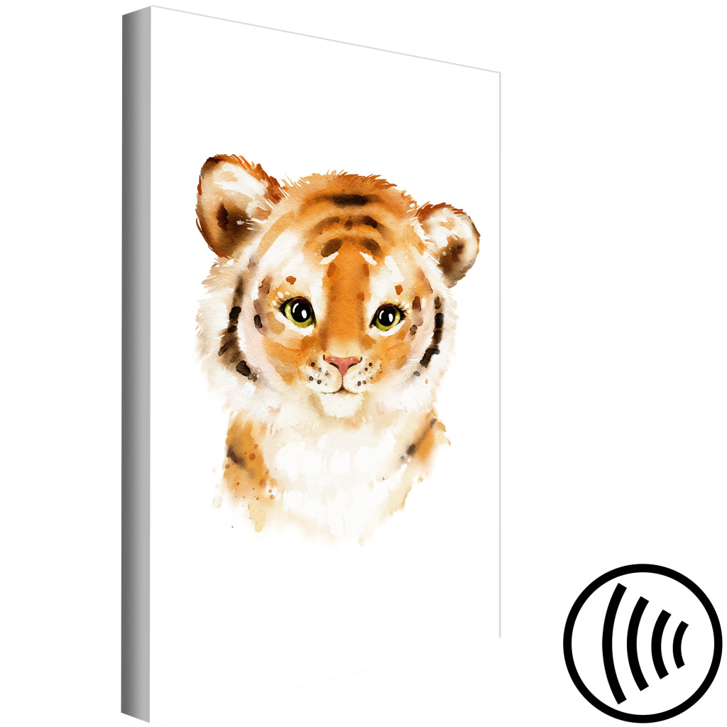 Quadro Pintado Tigre Para Crianças - Composição Estilizada Da Aguarela