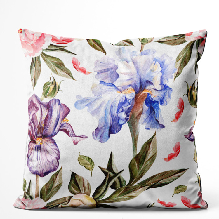 Sammets kudda Morning among the irises - a plant composition in cottagecore style 147077