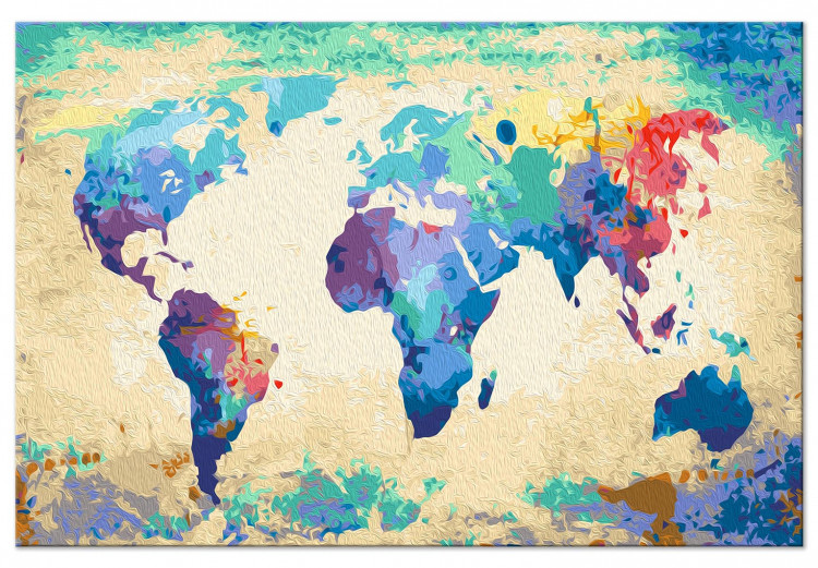 Obraz do malowania po numerach Kolorowe kontynenty - akwarelowa mapa świata w kolorach tęczy 148877 additionalImage 7