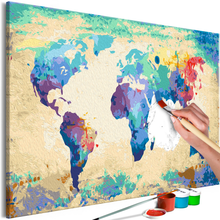 Wandbild zum Malen nach Zahlen Colorful Continents - Watercolor World Map in Rainbow Colors 148877 additionalImage 4