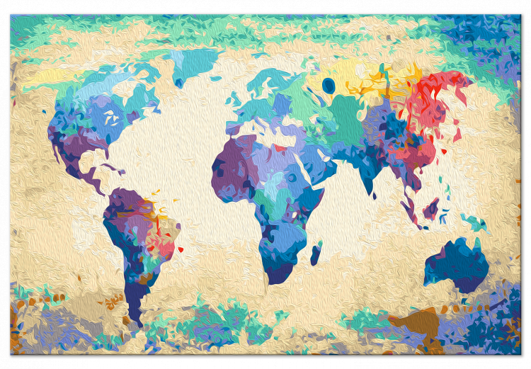 Obraz do malowania po numerach Kolorowe kontynenty - akwarelowa mapa świata w kolorach tęczy 148877 additionalImage 6
