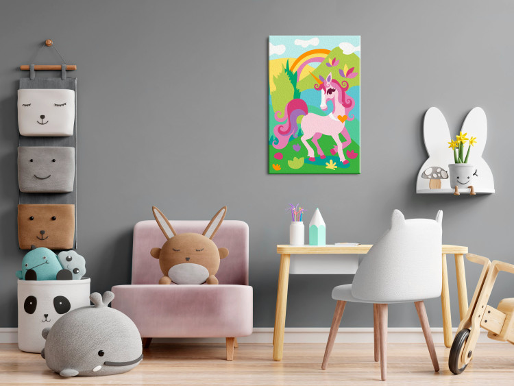 Painting Kit for Children Beautiful Unicorn - A Pink Animal on a Green Meadow 150577 additionalImage 2