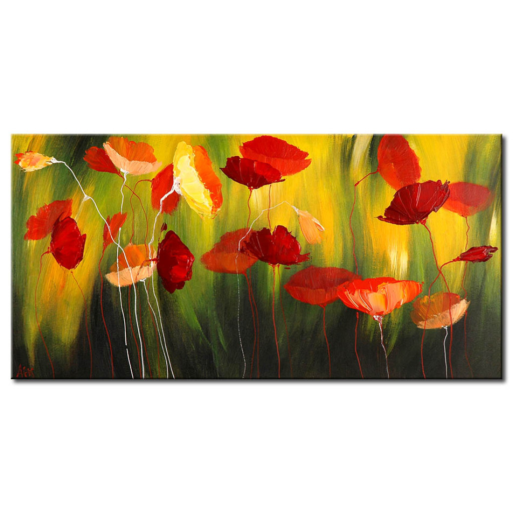 Schilderij  Klaprozen: Bloemenweide (1-delig) - Bloemenmotief Met Rode Bloemen