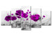 Cadre mural Pavots violets (5 pièces) - Fleurs sur fond aux nuances de gris 48577