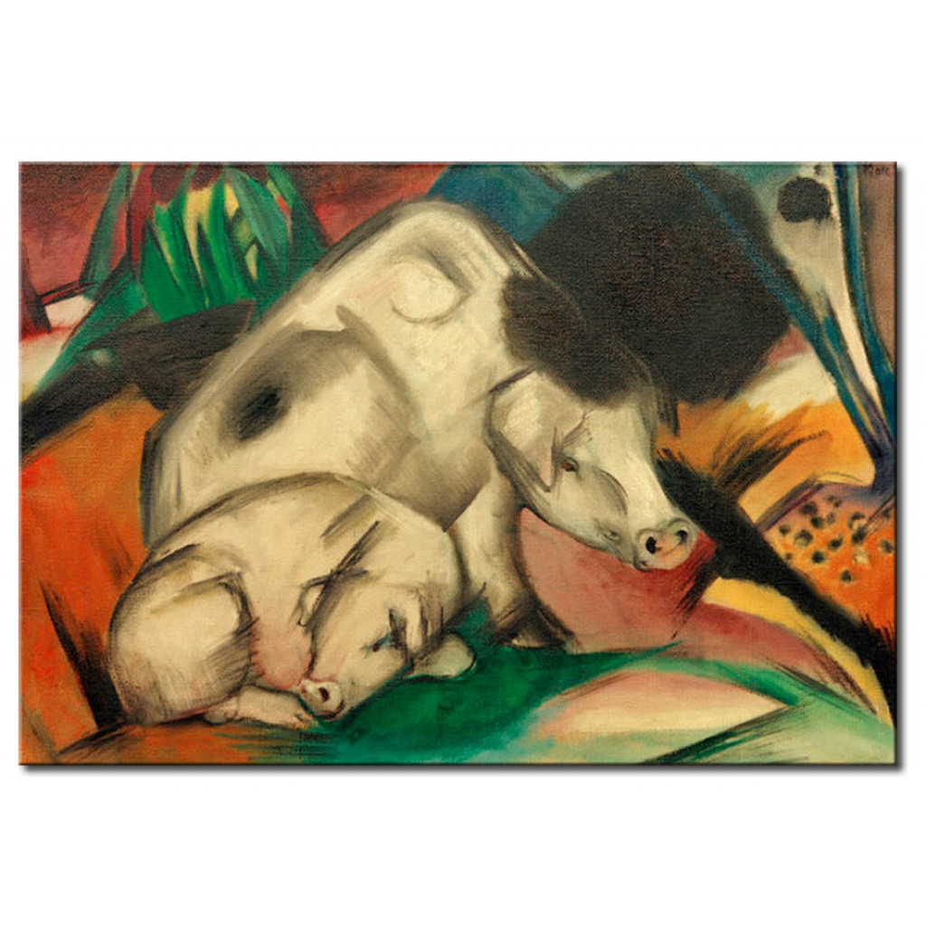 Schilderij  Franz Marc: Schweine (Mutterschwein)