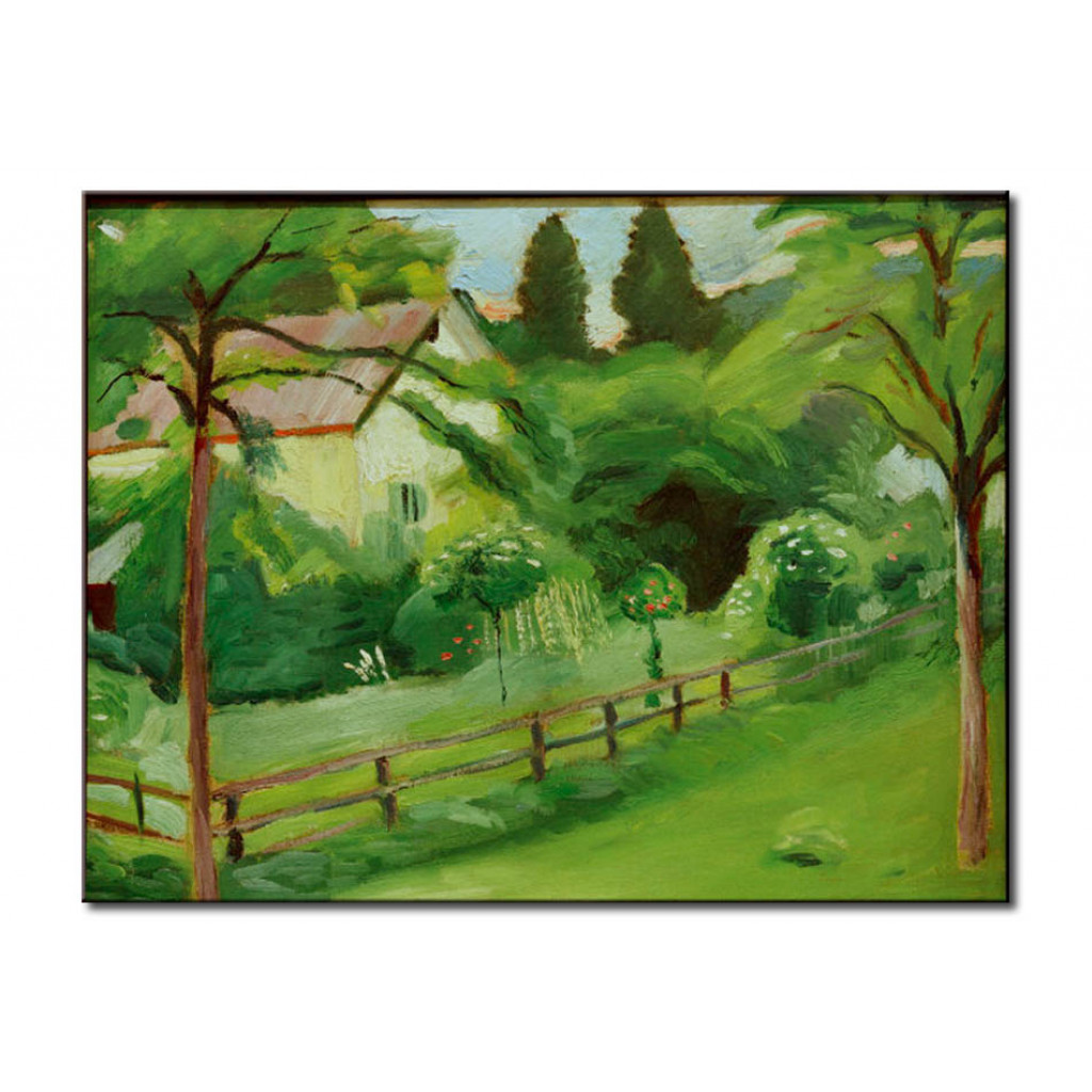 Schilderij  August Macke: Landhaus Mit Garten