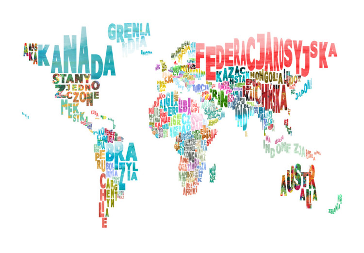Wall Mural Colourful Continents - World Map with Colourful Polish Text 59977 additionalImage 1