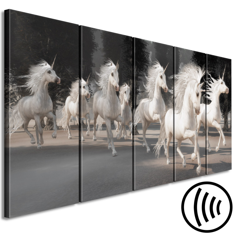 Canvas Art Print A herd of rushing unicorns - running, mystical creatures 108187 additionalImage 6