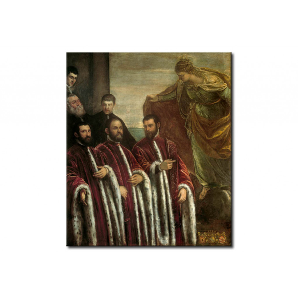 Schilderij  Tintoretto: Three Treasurers And Saint Justina