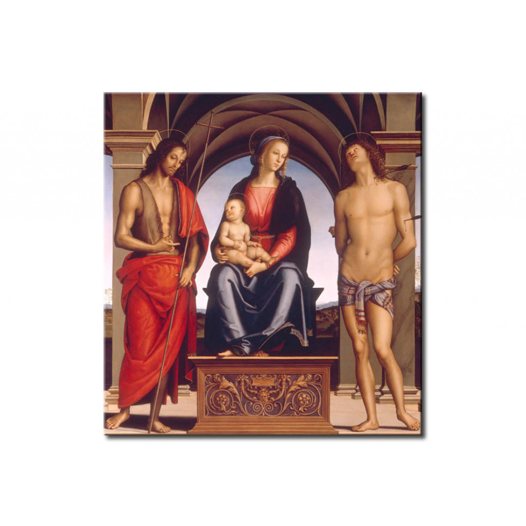 Schilderij  Pietro Perugino: Madonna And Child And Saints John The Baptist And Sebastian