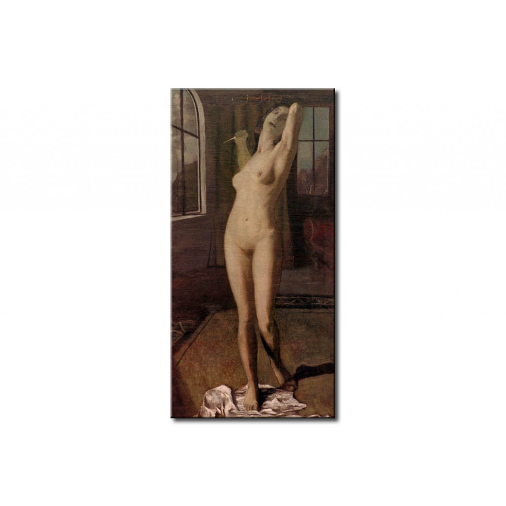Schilderij  Otto Mueller: Stehender Mädchenakt Mit Dolch