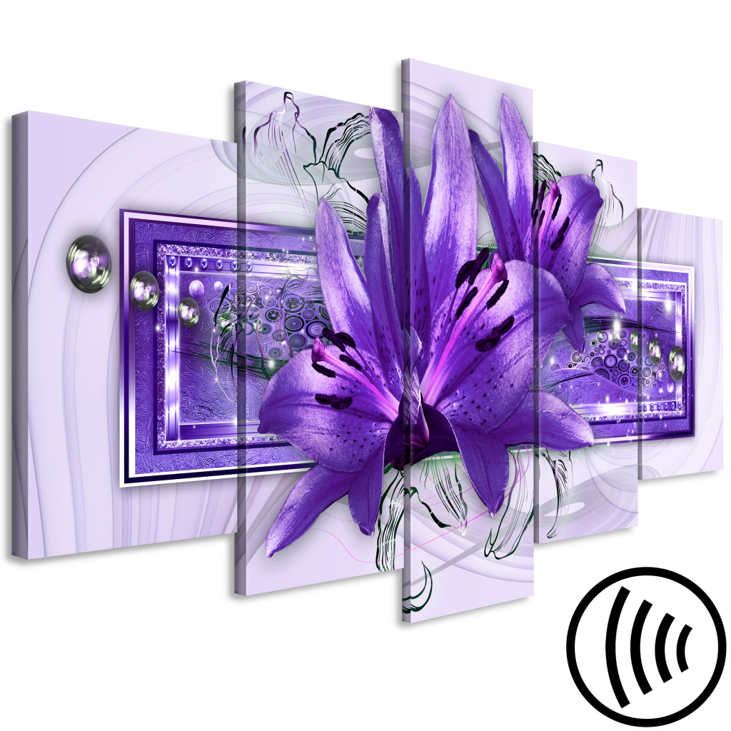 Tavla Majesty Of Purple - Abstrakt Blomsterkomposition I Flera Delar