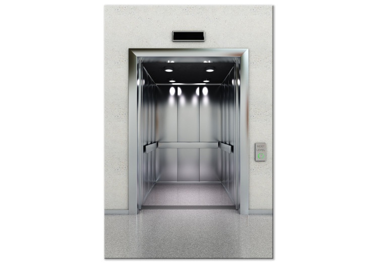 Obraz na płótnie Nowoczesna winda - fotografia architektury biurowej w szarym kolorze