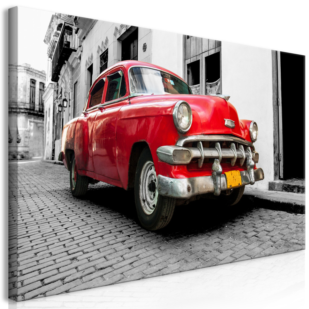 Duży Obraz XXL Klasyczne Kubańskie Auto (Czerwony) II [Large Format]