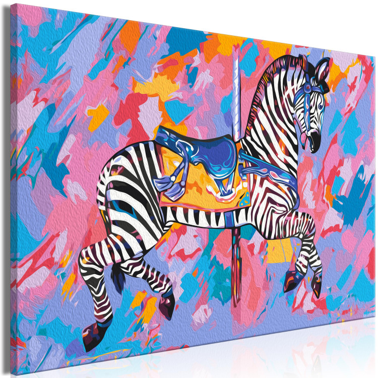 Obraz do malowania po numerach Tęczowa zebra - pasiaste zwierzę na kolorowym artystycznym tle 144087 additionalImage 5