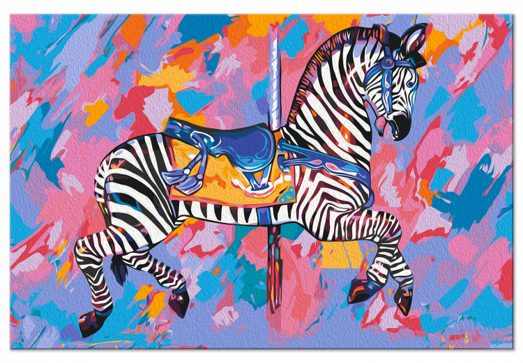 Obraz do malowania po numerach Tęczowa zebra - pasiaste zwierzę na kolorowym artystycznym tle 144087 additionalImage 4