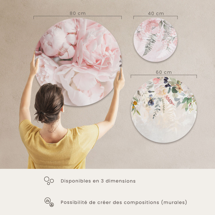 Tableau rond Light Pink Peonies - Bouquet of Flowers in Pastel Colors 148687 additionalImage 6