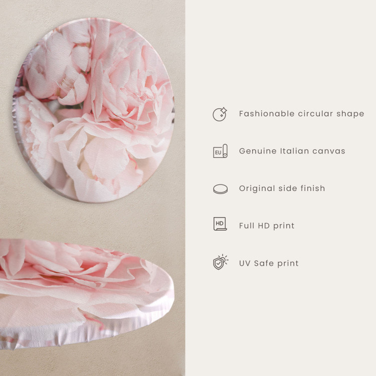 Round Canvas Light Pink Peonies - Bouquet of Flowers in Pastel Colors 148687 additionalImage 5