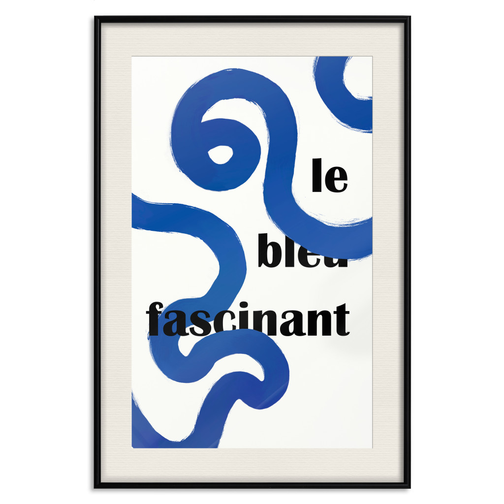 Plakat: Fascynujący Błękit - Abstrakcyjne Linie Splecione Z Napisem