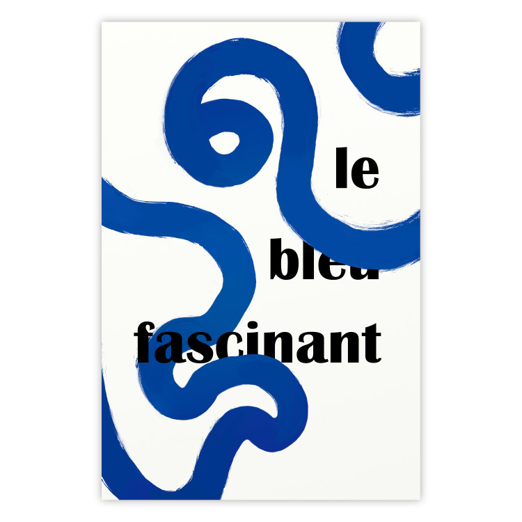 Wall Poster Fascinating Blue - Abstract Lines Intertwined With the Inscription 149887