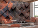 Photo Wallpaper Industrial cubes - industrial wall in rust colors 150887