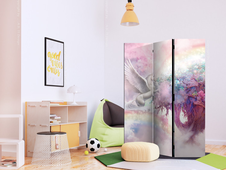 Biombo Unicorn and Magic Tree - Pink and Rainbow Land in the Clouds [Room Dividers] 150987 additionalImage 2