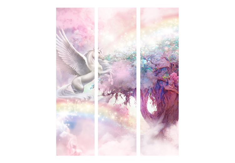 Biombo Unicorn and Magic Tree - Pink and Rainbow Land in the Clouds [Room Dividers] 150987 additionalImage 3