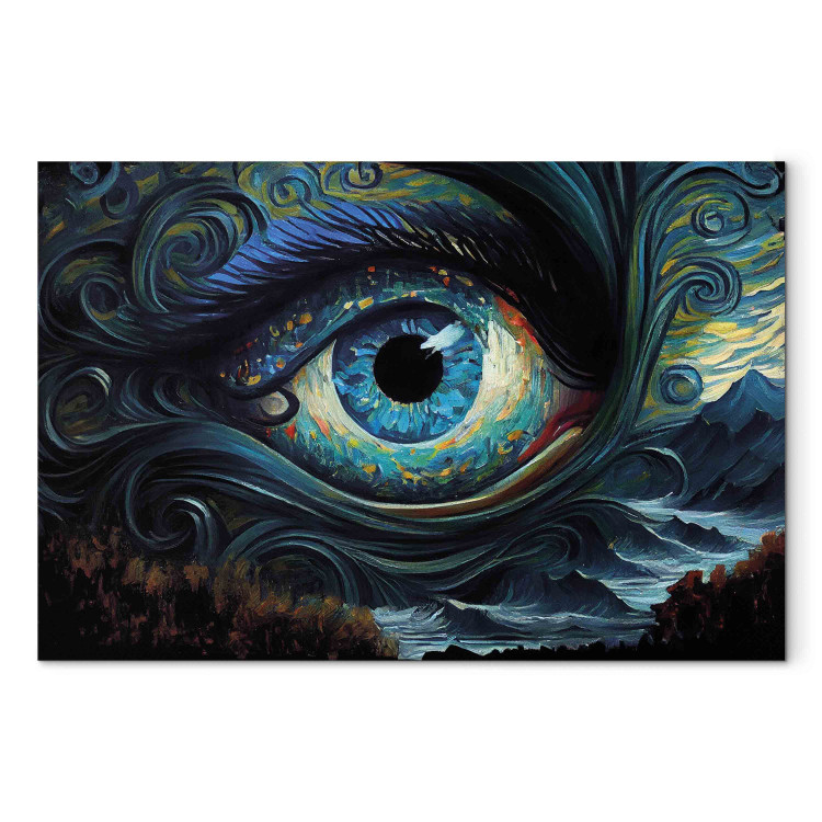 Canvas Blue Eye - A Composition Inspired by the Art of Van Gogh