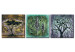 Toile murale Nature (3 pièces) - Abstraction avec arbres et feuilles aux motifs 47187
