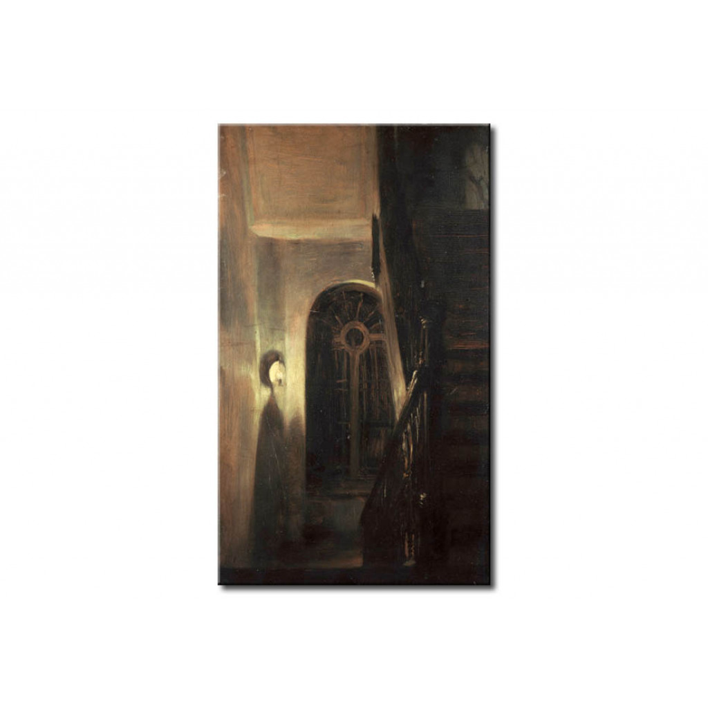 Schilderij  Adolph Von Menzel: Hall And Stairs At Night