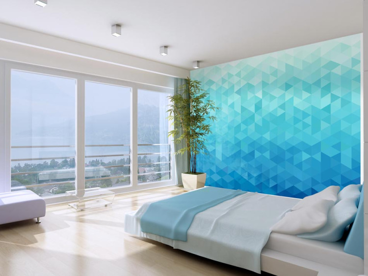 Wall Mural Azure Pixel - Background with Geometric Form of Triangles with Gradient 60787