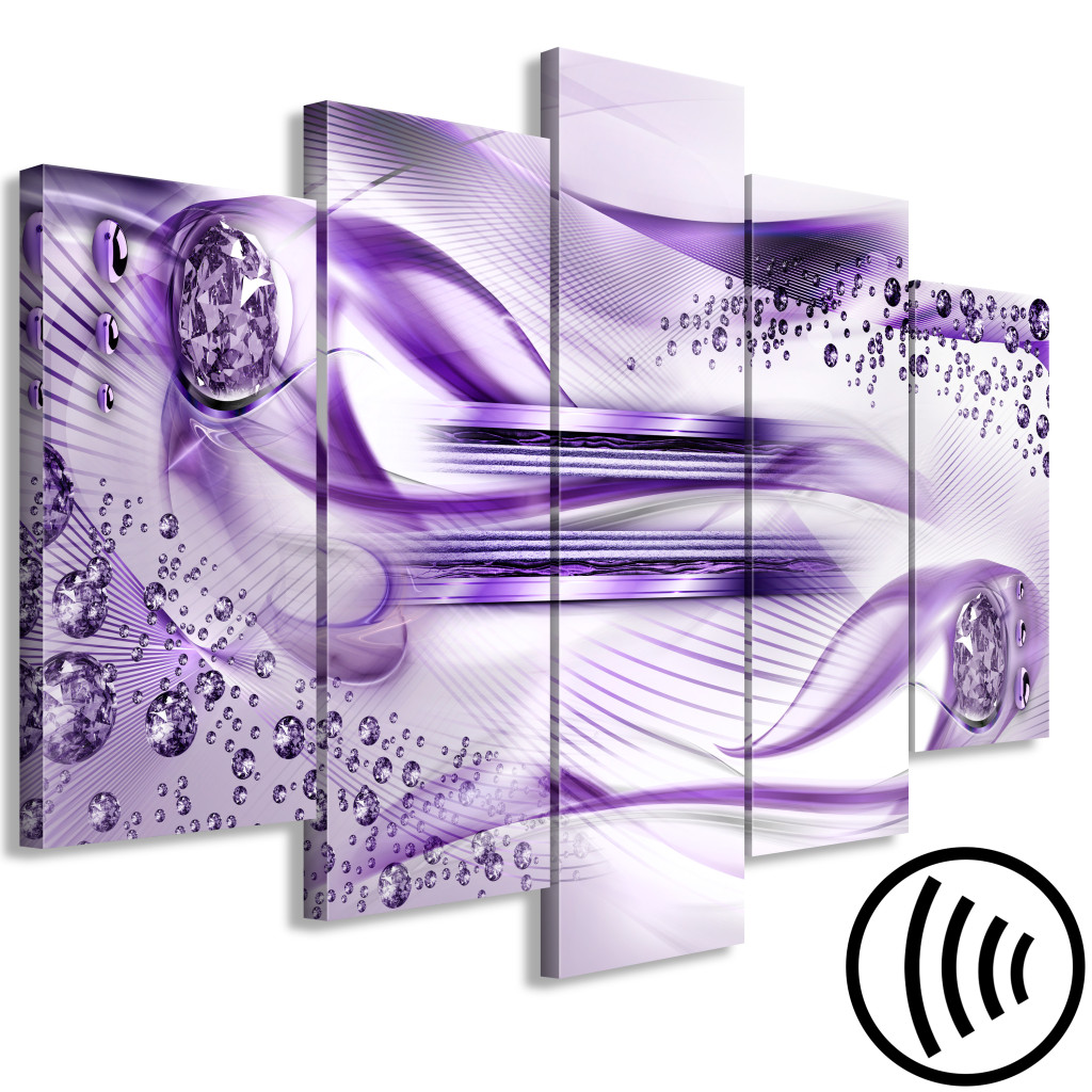 Schilderij  Abstract: Underwater Harp (5 Parts) Wide Violet