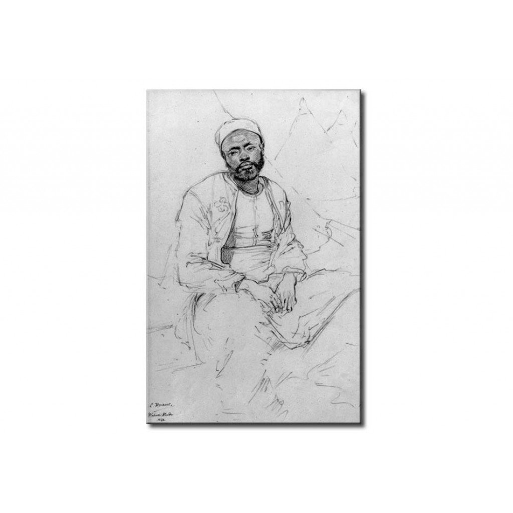 Schilderij  Ludwig Knaus: Sitzender Marokkaner (Wahner Heide)