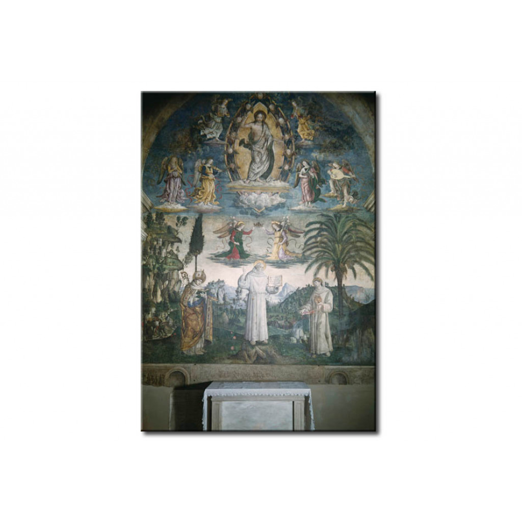 Tavla Saint Bernardine Of Siena With Saint Louis Of Toulouse And Saint Anthony Of Padua, And Christ In Glory