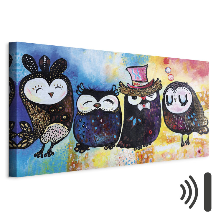 Canvas Colourful Owls (1 Part) Wide 118797 additionalImage 8